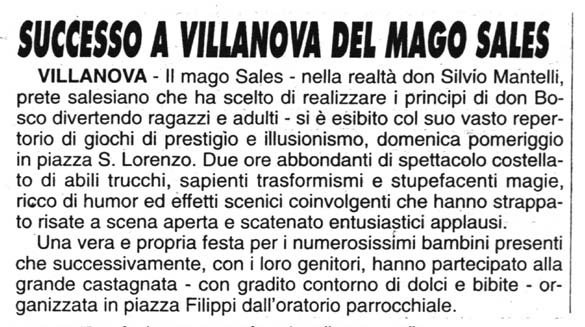 Ritaglio: Successo a Villanova del Mago Sales