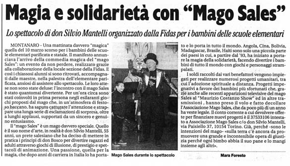 Ritaglio: Magia e solidarietà con Mago Sales