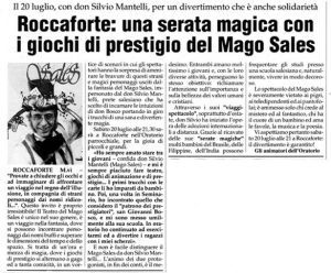 Roccaforte: una serata magica con i giochi di prestigio del Mago Sales
