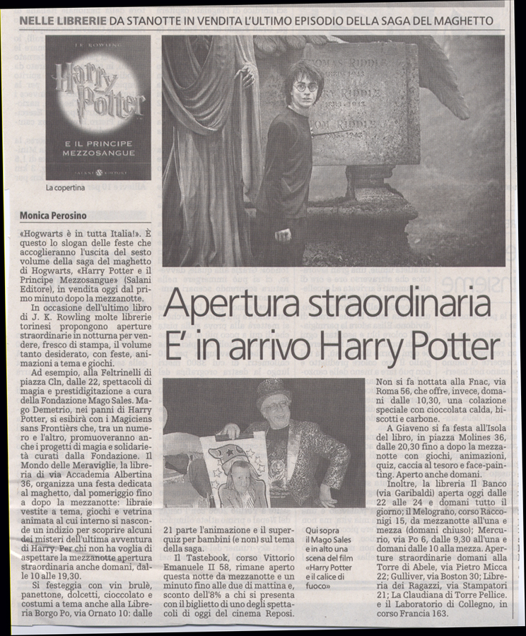 Ritaglio: Apertura straordinaria.E' in arrivo Harry Potter