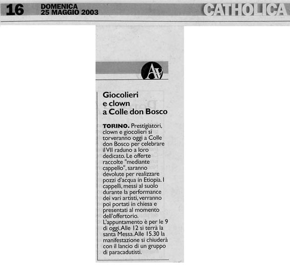 Ritaglio: Giocolieri e clown al Colle don Bosco