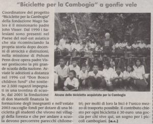 Biciclette per la Cambogia a gonfie vele
