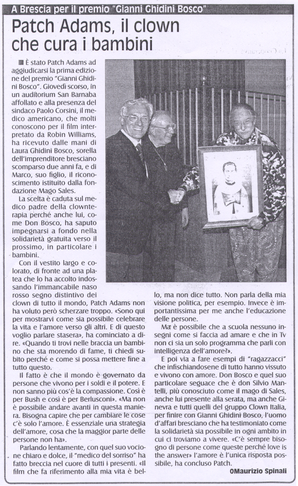 Ritaglio: Patch Adams,il clown che cura i bambini