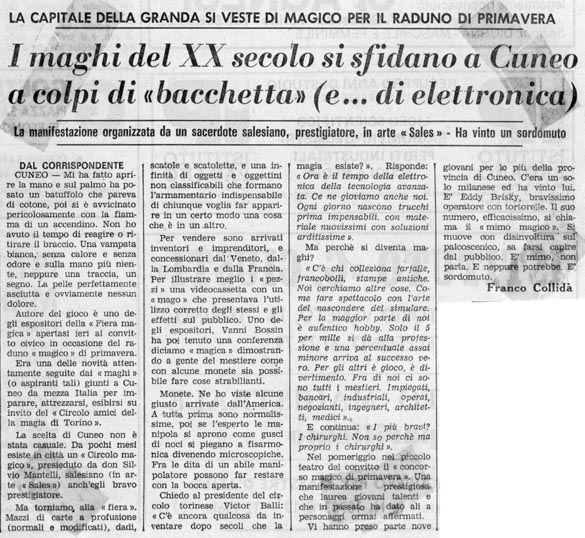 Ritaglio: I maghi del XX secolo si sfidano a Cuneo a colpi di "bacchetta" (e ... di elettronica)