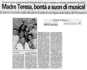 Madre Teresa, bontà a suon di musical