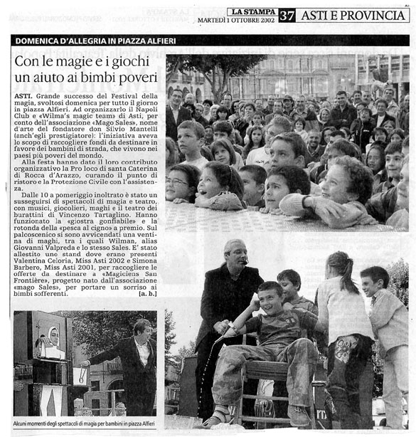 Ritaglio: Con le magie e i giochi un aiuto ai bimbi poveri