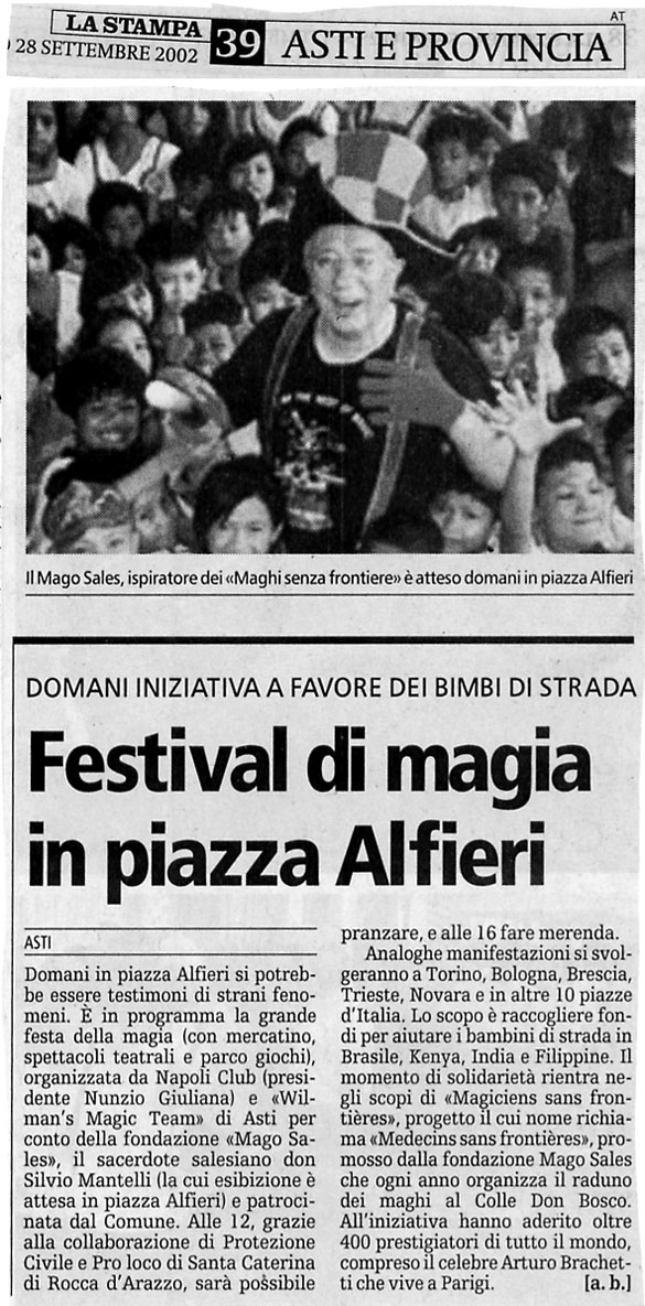 Ritaglio: Festival di magia in piazza Alfieri
