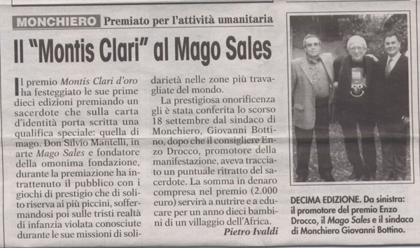 Ritaglio: II "Montis Clari" al Mago Sales