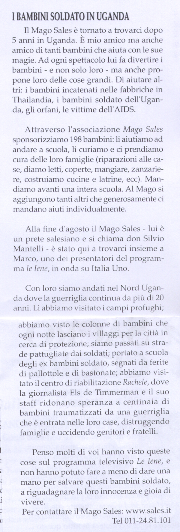 Ritaglio: I bambini soldato in Uganda