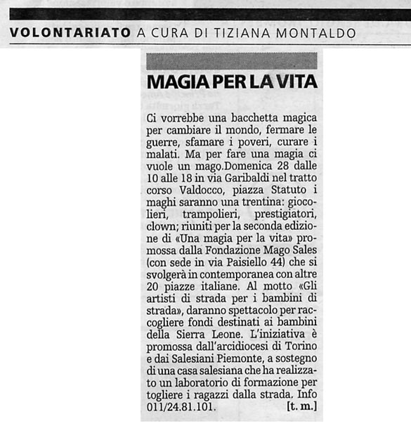 Ritaglio: Magia pre la vita