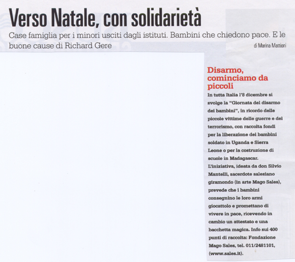 Ritaglio: Verso Natale,con solidarietà